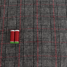 Deadstock Double Faced Wool Blend - Black, White + Red Check