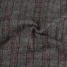 Deadstock Double Faced Wool Blend - Black, White + Red Check