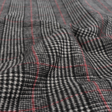 Deadstock Double Faced Wool Blend - Black, White + Red Check