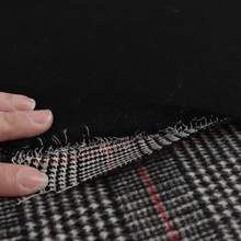 Deadstock Double Faced Wool Blend - Black, White + Red Check