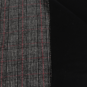 Deadstock Double Faced Wool Blend - Black, White + Red Check
