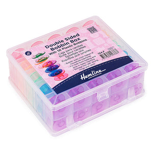 Double Sided Bobbin Box with 50 Colourful Plastic Bobbins - Hemline