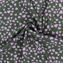 Viscose Lawn with Lenzing™️ EcoVero™️ viscose fibres - Shower Of Hearts - Green + Lilac