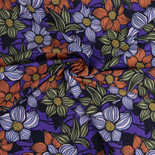 Viscose Lawn with Lenzing™️ EcoVero™️ viscose fibres - Fun Flowers - Purple