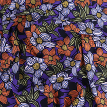 Viscose Lawn with Lenzing™️ EcoVero™️ viscose fibres - Fun Flowers - Purple