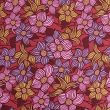 Viscose Lawn with Lenzing™️ EcoVero™️ viscose fibres - Fun Flowers - Raspberry