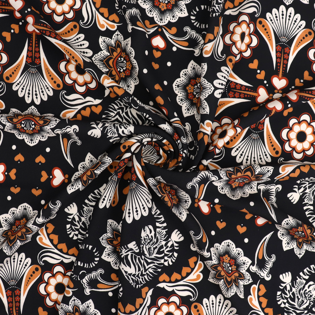 Viscose Lawn with Lenzing™️ EcoVero™️ viscose fibres - Prowling Tiger - Sew Me Sunshine UK Exclusive