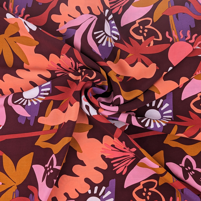 Viscose Lawn with Lenzing™️ EcoVero™️ viscose fibres - Winter Holiday - Maroon