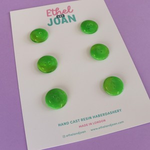 Buttons 17mm - 6 Pack - Green Sparkle Marbles - Ethel & Joan