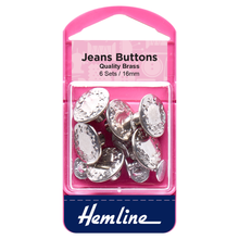 Jeans Buttons - 16mm Nickel - 6 Sets - Hemline