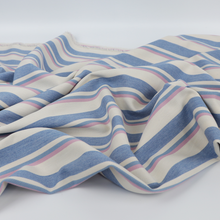 Lightweight Denim - Rose Pink + Blue Stripes - END OF BOLT 40cm