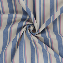 Lightweight Denim - Rose Pink + Blue Stripes - END OF BOLT 40cm