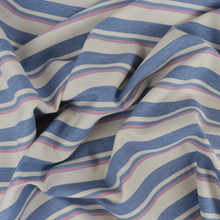 Lightweight Denim - Rose Pink + Blue Stripes - END OF BOLT 40cm