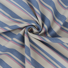 Lightweight Denim - Rose Pink + Blue Stripes - END OF BOLT 40cm