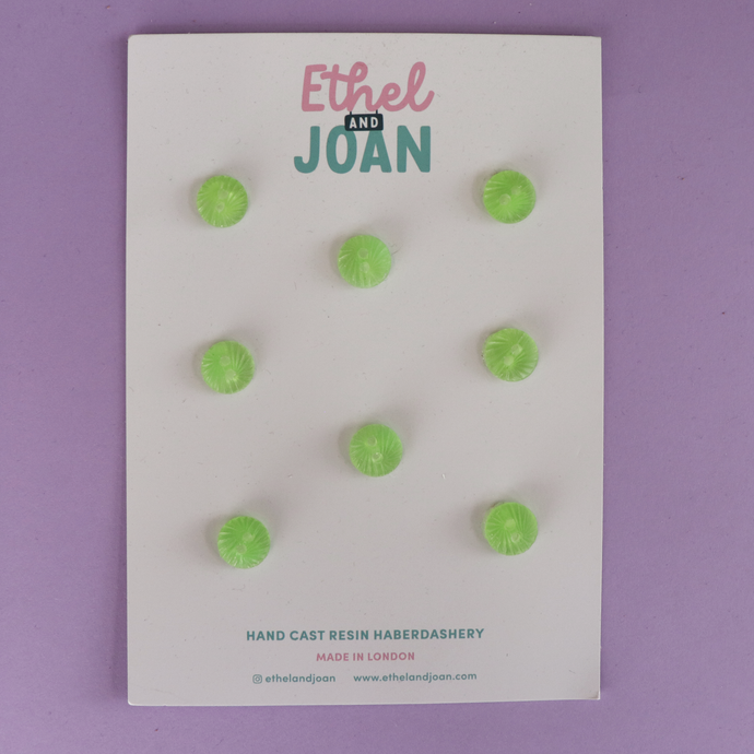 Buttons 13mm - 8 Pack - Lime Cockles - Ethel & Joan