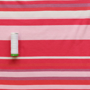 Ribbed Jersey Knit - Pink & Red Stripe - END OF BOLT 37cm