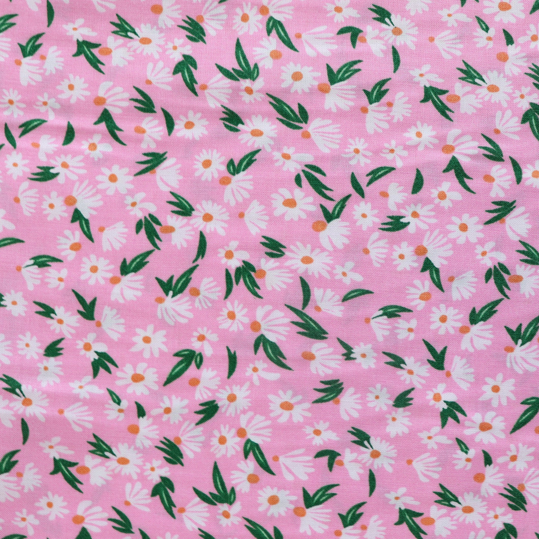 Deadstock Viscose Lawn - Daisy Meadow - Pink - END OF BOLT 40cm