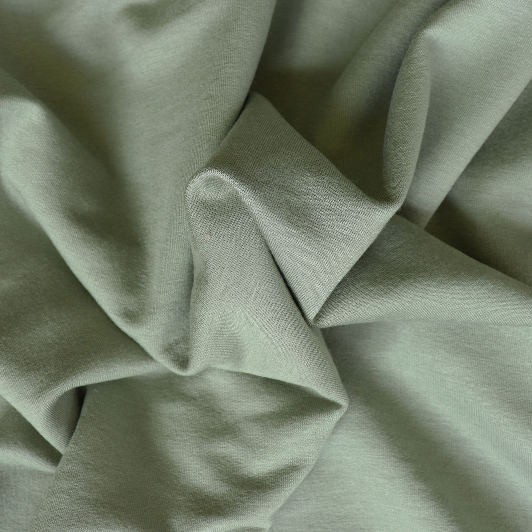 Pistachio Green - Viscose Fleece Backed Jersey - END OF BOLT 42cm