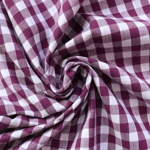 Gingham Yarn Dyed Cotton - Burgundy Plum