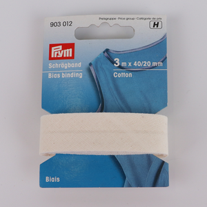 Cotton Bias Binding 20mm - 3 metres - Natural - Prym