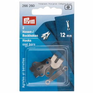 Hooks & Bars 12mm Black Coloured 2 Pairs - Prym