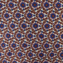 Quilted Cotton Double Sided Fabric - Flowers + Stripes - Brown + Blue