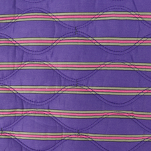 Quilted Cotton Double Sided Fabric - Flowers + Stripes - Green + Purple