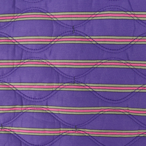 Quilted Cotton Double Sided Fabric - Flowers + Stripes - Green + Purple