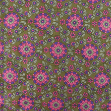 Quilted Cotton Double Sided Fabric - Flowers + Stripes - Green + Purple