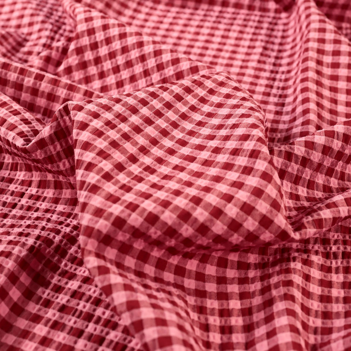Seersucker - Rowan Gingham Red + Pink - Fabric Godmother