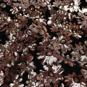 Tulle Sequins - Rose Gold Flowers + Velvet Sequins - END OF BOLT 120cm