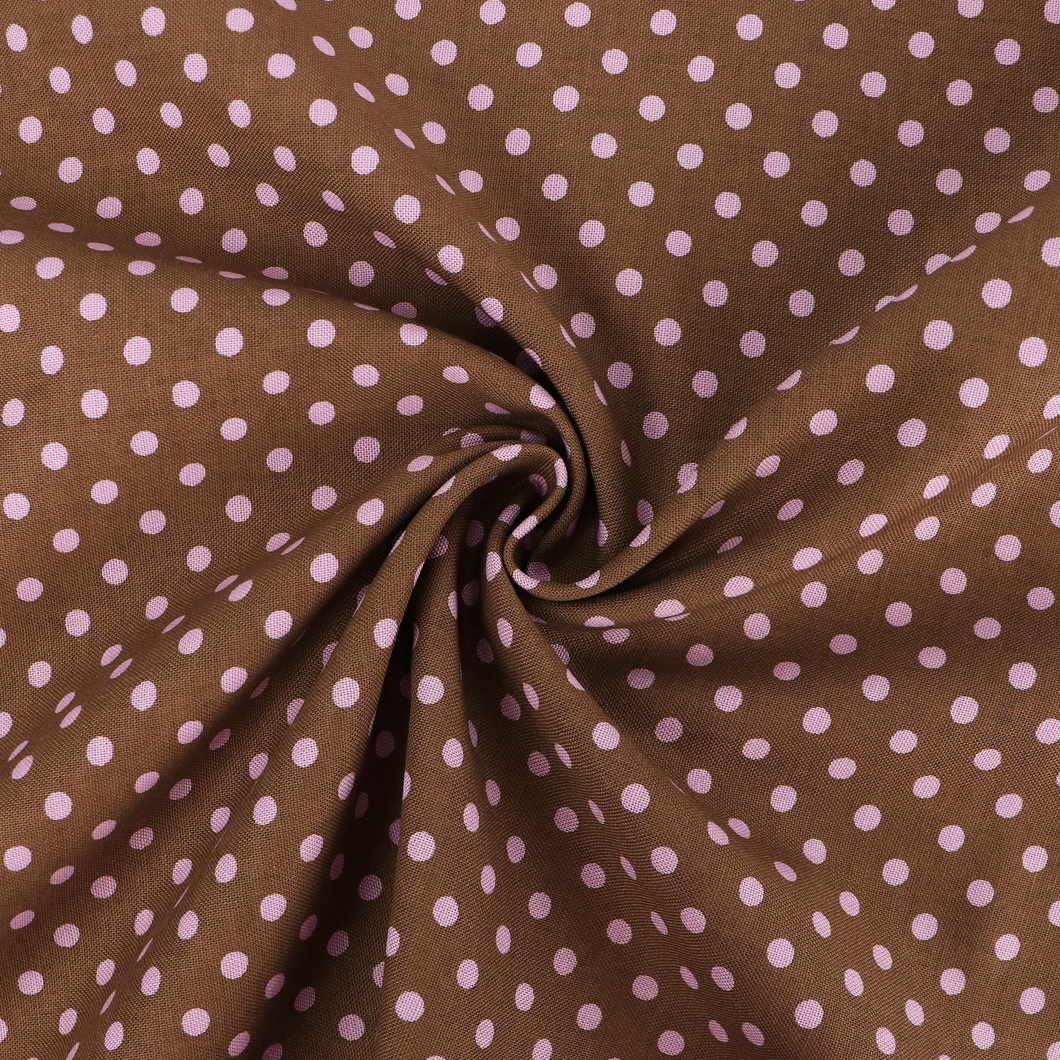 Cotton - Sevenberry Polka Dot - Light Brown + Rose Pink