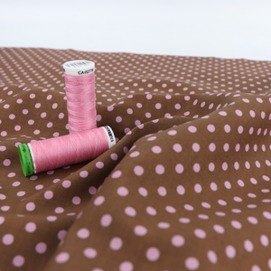 Cotton - Sevenberry Polka Dot - Light Brown + Rose Pink