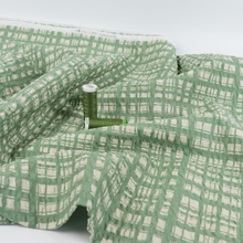 Cotton Seersucker - Sevenberry - Hand Drawn Checks Sage Green