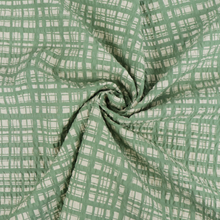 Cotton Seersucker - Sevenberry - Hand Drawn Checks Sage Green