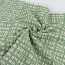 Cotton Seersucker - Sevenberry - Hand Drawn Checks Sage Green