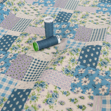 Cotton Linen Lightweight Canvas - Sevenberry Patchwork - Blue
