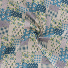 Cotton Linen Lightweight Canvas - Sevenberry Patchwork - Blue