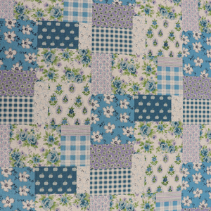 Cotton Linen Lightweight Canvas - Sevenberry Patchwork - Blue