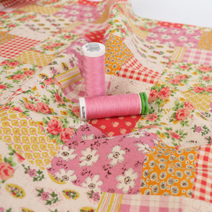 Cotton Linen Lightweight Canvas - Sevenberry Patchwork - Pink