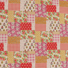 Cotton Linen Lightweight Canvas - Sevenberry Patchwork - Pink