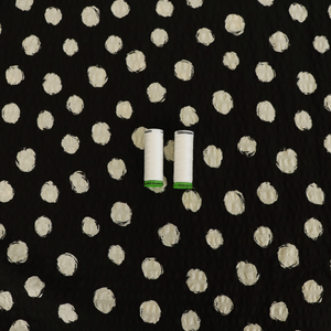Cotton Seersucker - Sevenberry Spots - Black + Cream