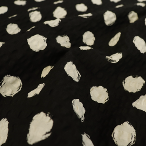 Cotton Seersucker - Sevenberry Spots - Black + Cream