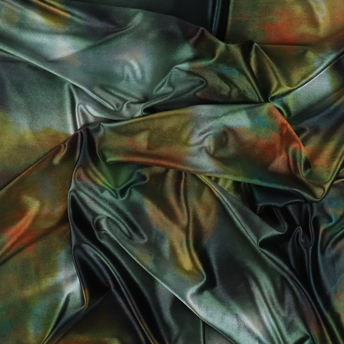 Stretch Velvet - Green + Orange