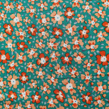 Viscose Poplin - Orange Floral Meadow - END OF BOLT 148cm