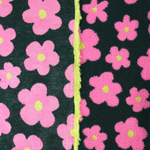 Teddy Sherpa Fleece Coating  - Flower Power - Green + Pink