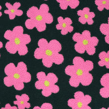 Teddy Sherpa Fleece Coating  - Flower Power - Green + Pink