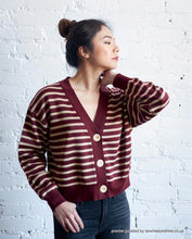 Viscose Blend Jacquard Soft Knit - Stripes - Cranberry