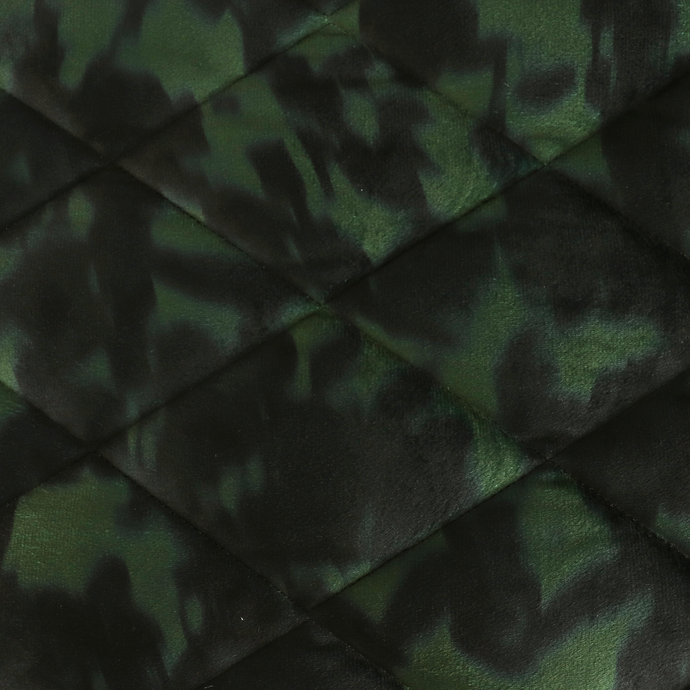 Quilted Velvet Coating - Camo Green + Black