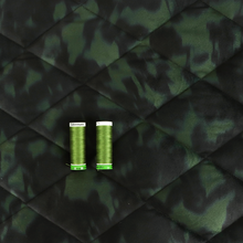 Quilted Velvet Coating - Camo Green + Black